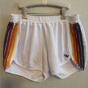 5 STRIPE COTTON JOGGER SHORTS - WHITE